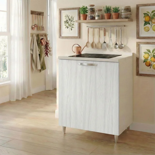 Mobile per piano cottura 60x86h cm bianco frassinato Talise