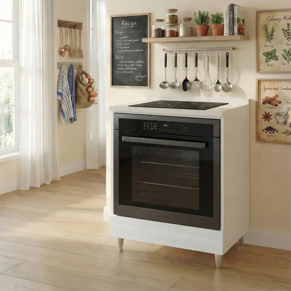 Mobile per piano cottura e forno ad incasso 60x86h cm bianco frassinato Talise