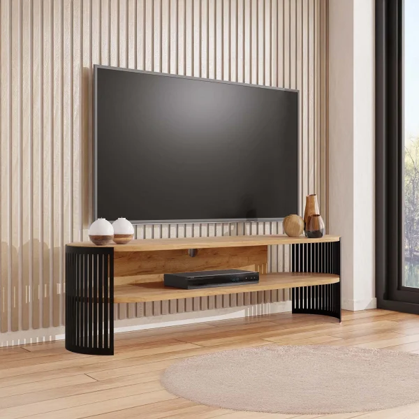 Mobile porta tv 140x40h cm ovale rovere nero Elisera
