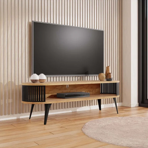 Mobile porta TV 140x44h cm ovale rovere nero Valeris