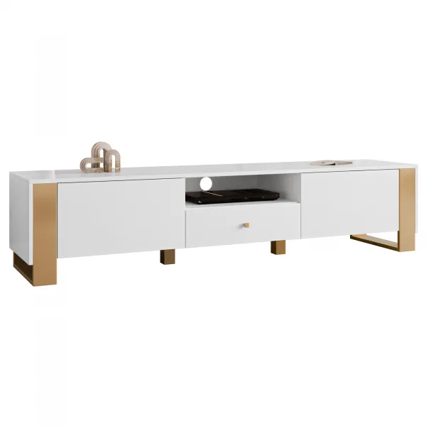 Mobile porta tv 180x40h cm 2 ante bianco oro Reflex