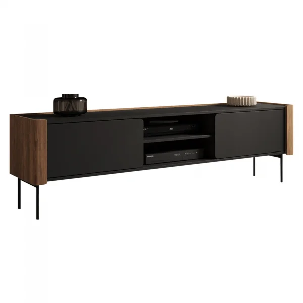 Mobile porta tv 180x53h cm 2 ante noce nero Wrappy