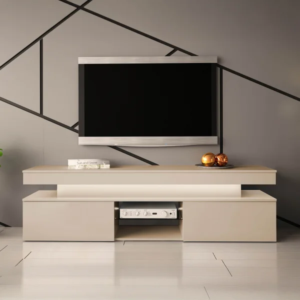 Mobile porta TV 190x54h cm 2 ante con LED beige cashmere Lumus