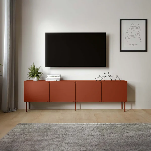 Mobile porta tv 200x61h cm 4 ante rosso mattone Maya