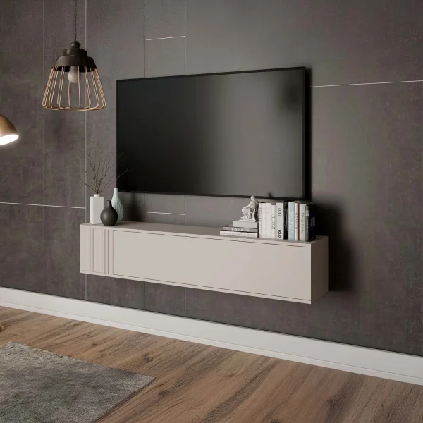 Mobile porta TV sospeso 150x30h cm 1 anta a ribalta beige cashmere Bellagio