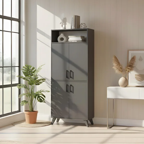 Mobile scarpiera 72x170h cm multifunzione 4 ante 1 vano a vista antracite Dama