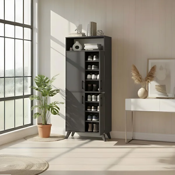 Mobile scarpiera 72x170h cm multifunzione 4 ante 1 vano a vista antracite Dama