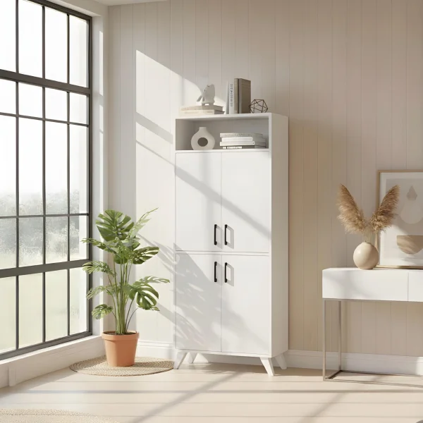 Mobile scarpiera 72x170h cm multifunzione 4 ante 1 vano a vista bianco Dama