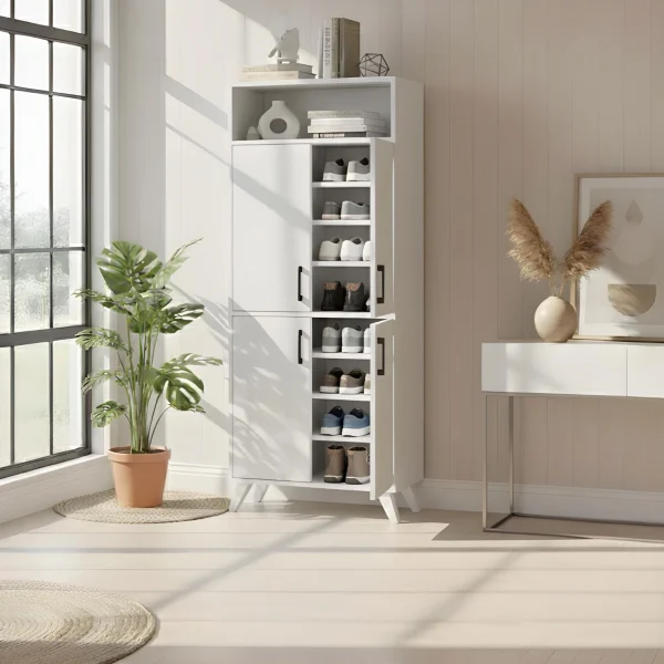 Mobile scarpiera 72x170h cm multifunzione 4 ante 1 vano a vista bianco Dama