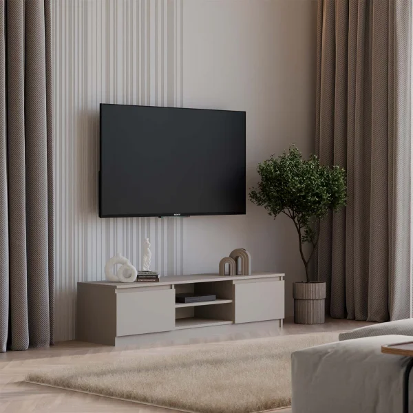 Mobile TV 140x36h cm 2 ante 2 vani a giorno tortora Kitri