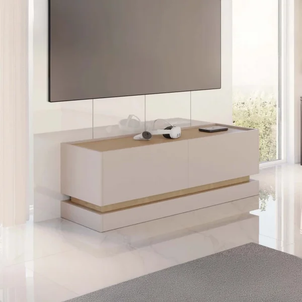 Mobile TV 150x47h cm 2 ante a ribalta beige rovere Rhea