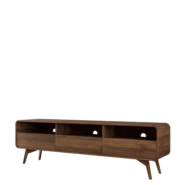 Mobile tv 180x53h cm 3 cassetti 3 vani a vista rovere scuro Walden