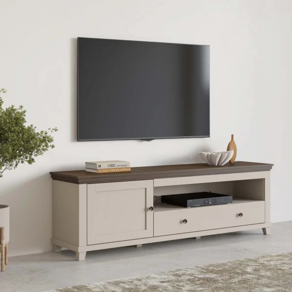 Mobile tv 181x61h cm 1 vano a giorno 1 cassetto 1 anta beige Texel