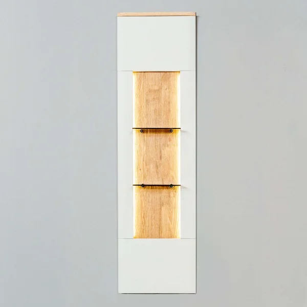 Pannello pensile 41x156h cm 2 mensole in vetro grigio chiaro rovere Lea