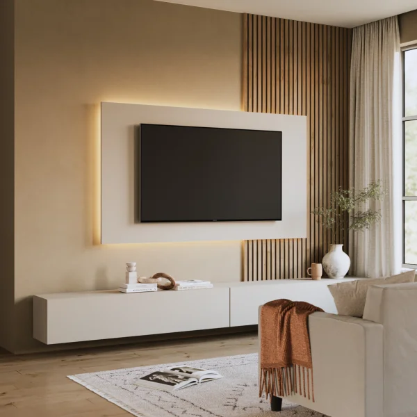 Pannello porta tv 180x100h cm beige cashmere Sunset