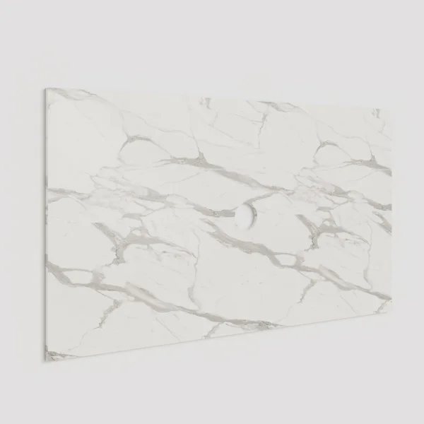 Pannello porta tv 180x100h cm effetto marmo bianco Sunset