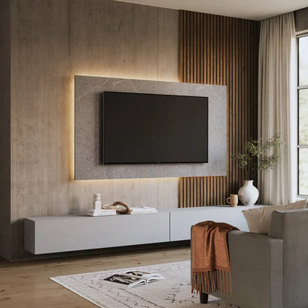 Pannello porta tv 180x100h cm effetto pietra Sunset