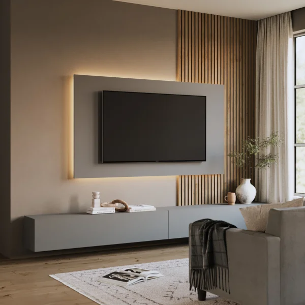 Pannello porta tv 180x100h cm grigio scuro Sunset