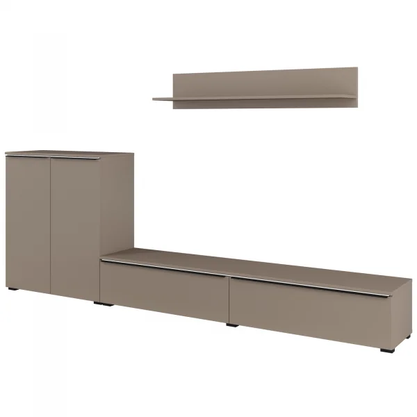 Parete attrezzata 260x130h cm con mensola grigio tortora Effex