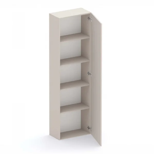 Parete attrezzata 261x186h cm con pannello cannettato effetto travertino beige rovere scuro Sunset Decor 1049