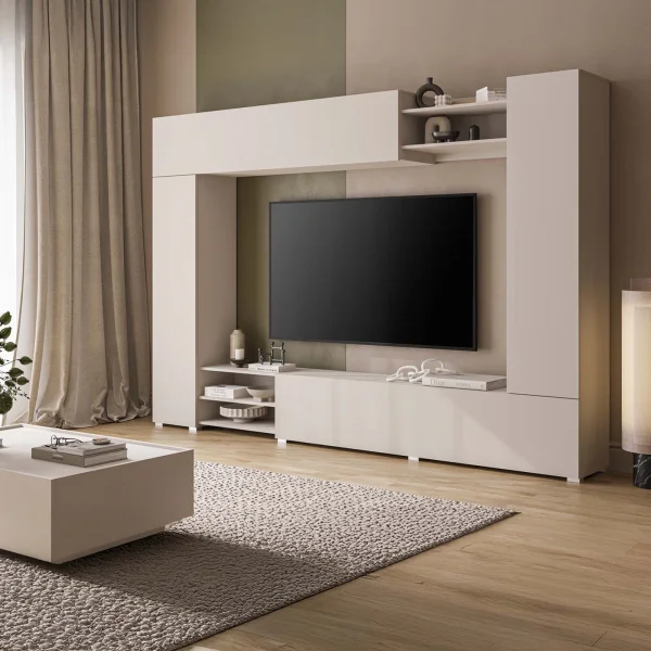 Parete attrezzata 270x185h cm moderna beige cashmere Calima