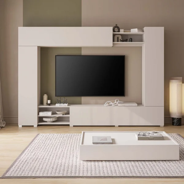 Parete attrezzata 270x185h cm moderna beige cashmere Calima