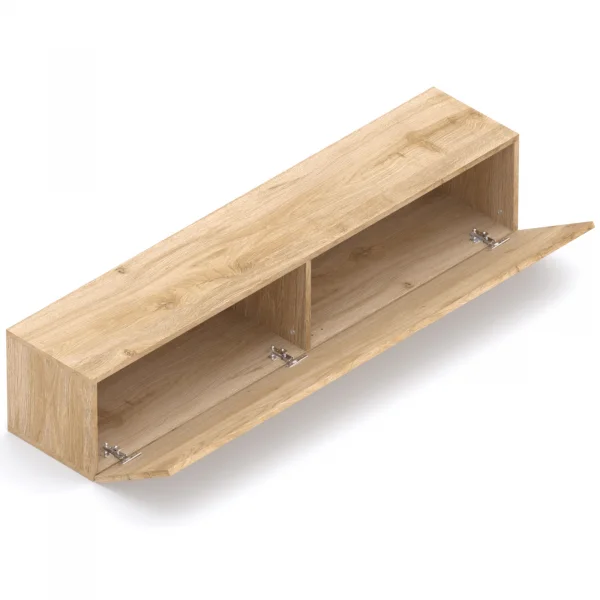 Parete attrezzata sospesa 262x220h cm cannettata beige cashmere rovere chiaro Sunset Decor 1034