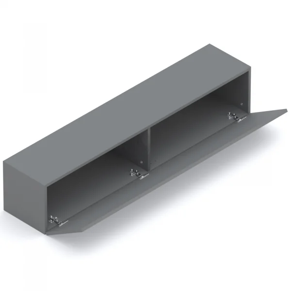 Parete attrezzata sospesa 276x260h cm con pannello cannettato grigio chiaro scuro rovere scuro Sunset Decor 1032