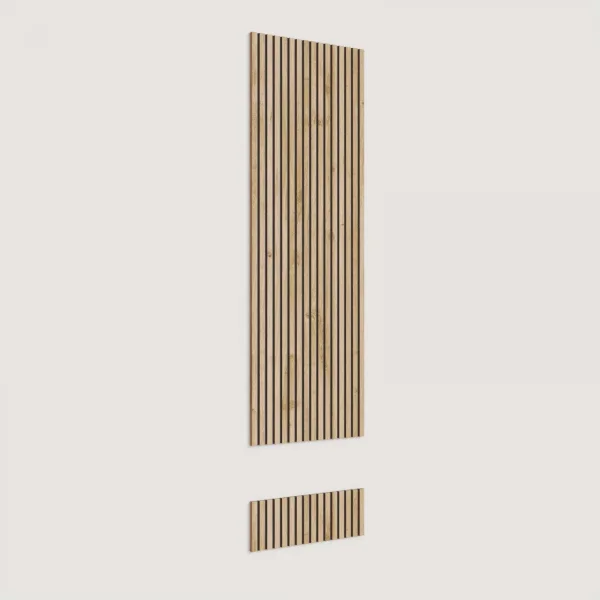 Parete attrezzata sospesa 276x260h cm con pannello cannettato marrone beige rovere chiaro Sunset Decor 1045
