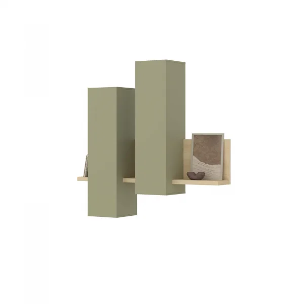 Pensile 152x142h cm per parete attrezzata con mensola verde salvia rovere Megan Gihome®
