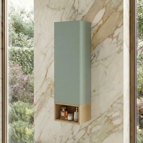 Pensile bagno sospeso 30x100h cm 1 anta verde salvia rovere Speranza