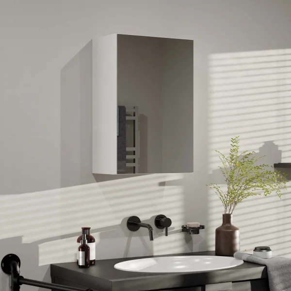 Pensile bagno sospeso 40x60h cm 1 anta con specchio bianco Motty
