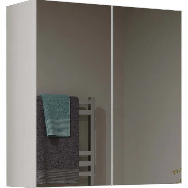 Pensile bagno sospeso 60x60h cm 2 ante con specchio bianco Motty