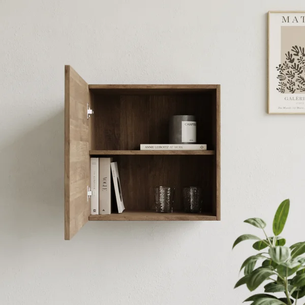 Pensile cubo cannettato 55x50h cm 1 anta reversibile rovere scuro Sunset Decor