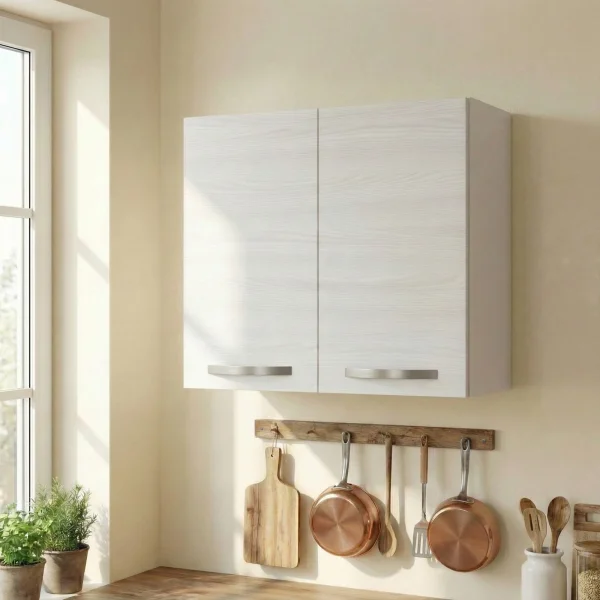 Pensile scolapiatti 80x72h cm 2 ante bianco frassinato Talise