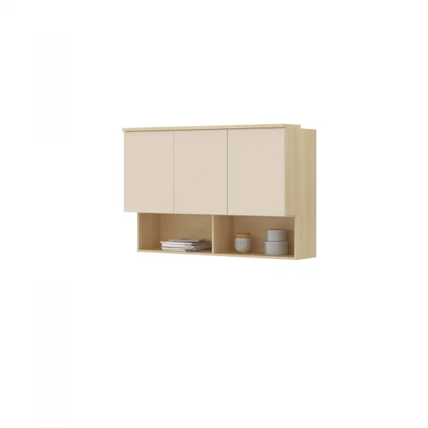 Pensile sospeso 126x83h cm 3 ante reversibili beige cashmere rovere Elvira