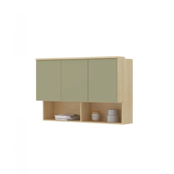 Pensile sospeso 126x83h cm 3 ante reversibili verde salvia rovere Elvira