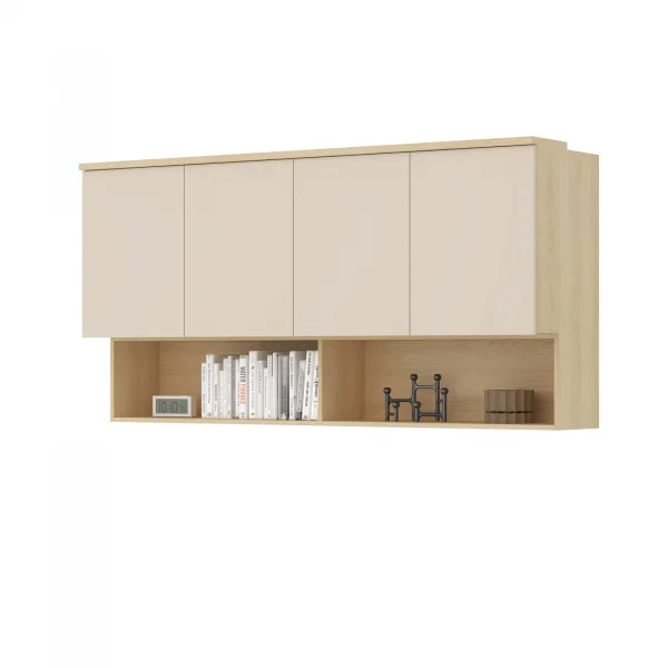 Pensile sospeso 168x83h cm 4 ante reversibili beige cashmere rovere Elvira