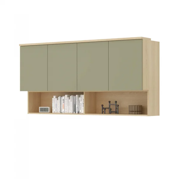 Pensile sospeso 168x83h cm 4 ante reversibili verde salvia rovere Elvira