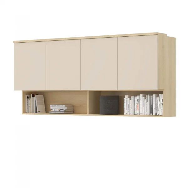 Pensile sospeso 186x83h cm 4 ante reversibili beige cashmere rovere Elvira
