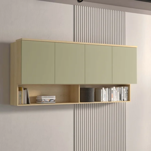 Pensile sospeso 186x83h cm 4 ante reversibili verde salvia rovere Elvira