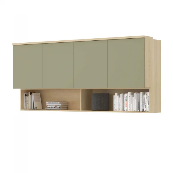 Pensile sospeso 186x83h cm 4 ante reversibili verde salvia rovere Elvira