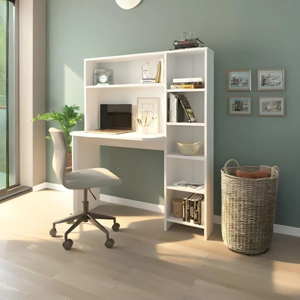 Scrivania 114x143h cm ufficio salvaspazio bianco opaco Muguet