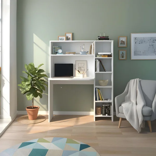 Scrivania 114x143h cm ufficio salvaspazio bianco opaco Muguet