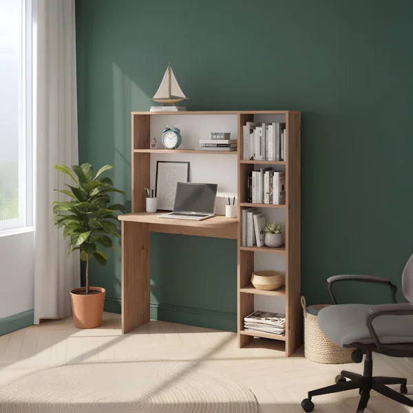 Scrivania 114x143h cm ufficio salvaspazio rovere Muguet