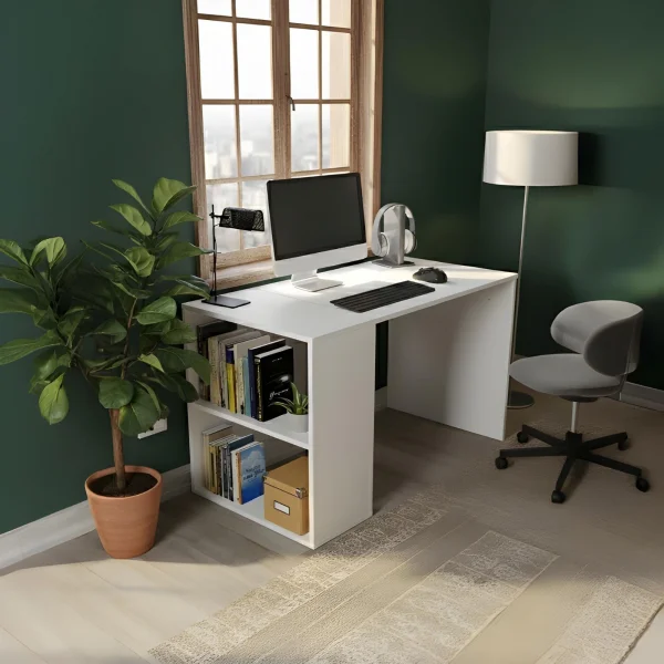 Scrivania 120x74h cm con 2 vani a vista bianco opaco Porto