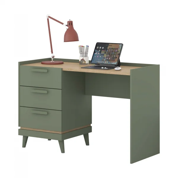 Scrivania 120x80h cm con 3 cassetti verde salvia Yu