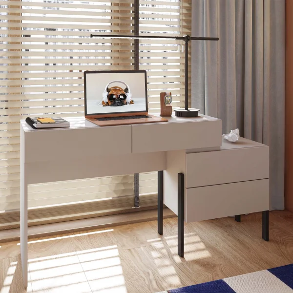 Scrivania 143x76h cm con cassetti beige cashmere Simple