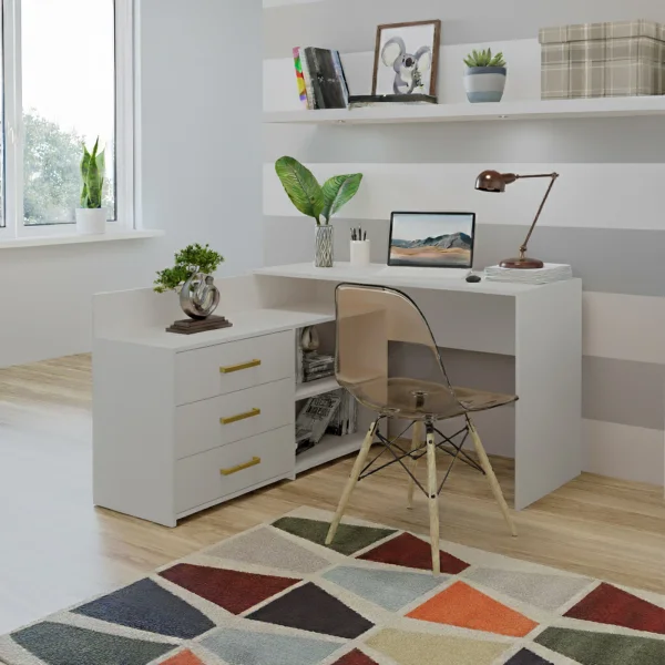 Scrivania angolare ufficio 120x120cm beige cashmere Genius