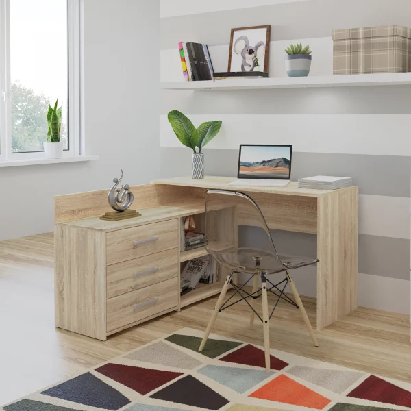 Scrivania angolare ufficio 120x120cm rovere Genius